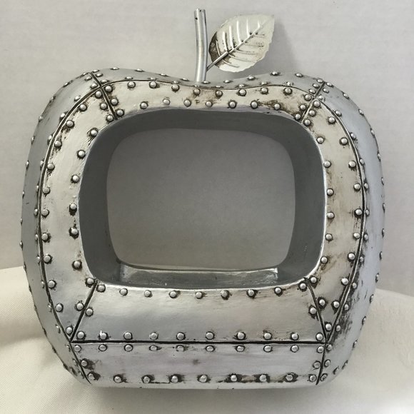 Home Decor Apple Metal-Looking Plant Holder 8" x 8" Steampunk - Picture 1 of 6